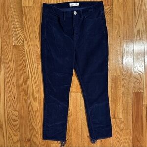 Vineyard Vines Womens Straight Crop Capri High Rise Navy Blue Corduroy Pants 30